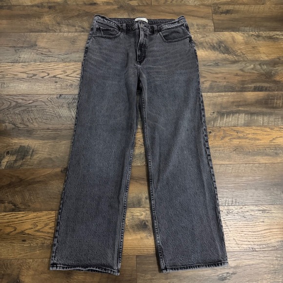 Abercrombie & Fitch Denim - Abercrombie & Fitch 90s Relaxed Jeans Womens 32 14 High Rise‎ Wide Leg Black